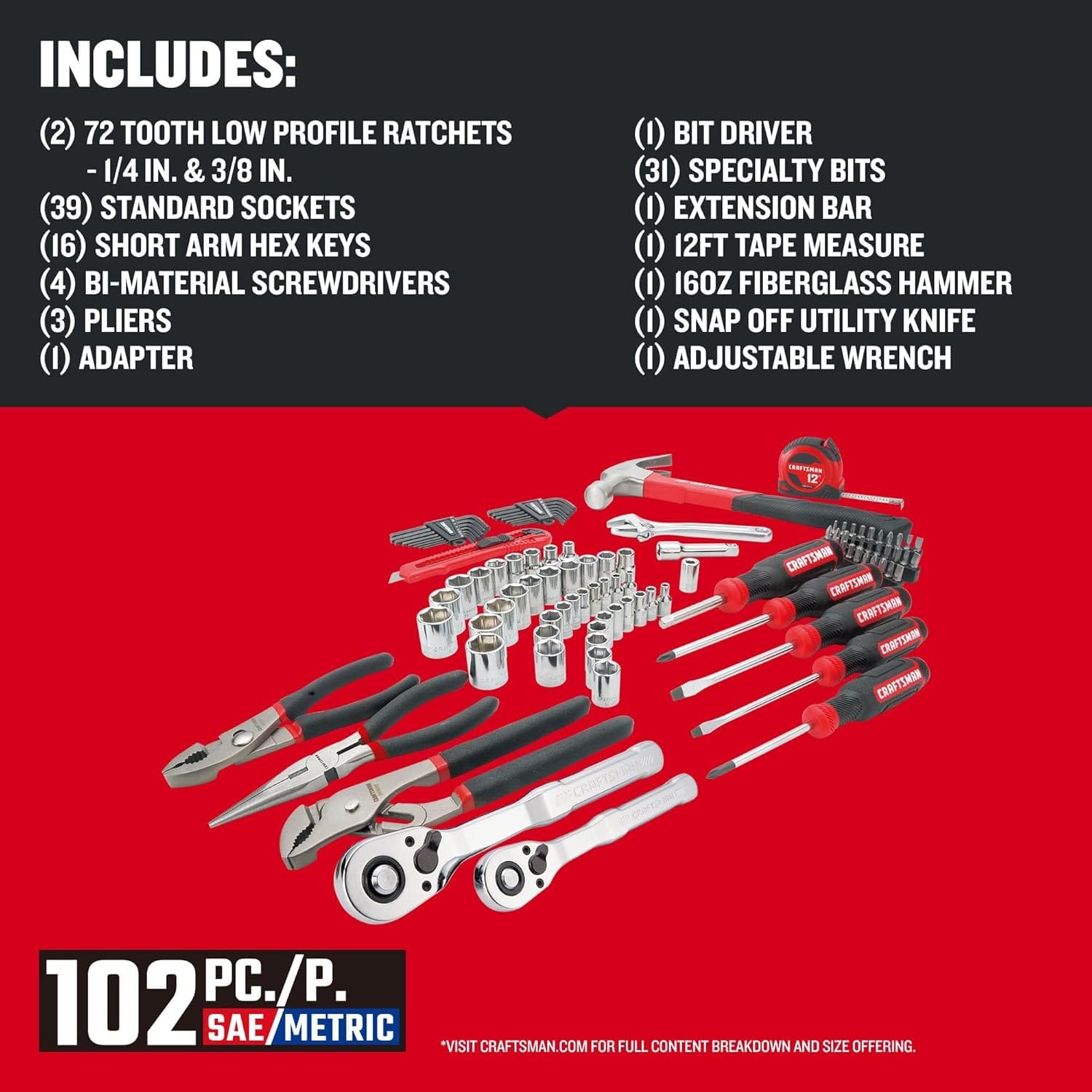 CRAFTSMAN 102 Piece Mechanics Tool Set