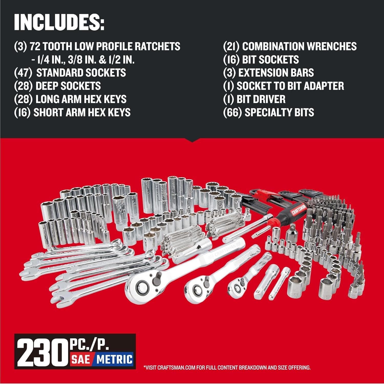 CRAFTSMAN 230 Piece Mechanics Tool Set